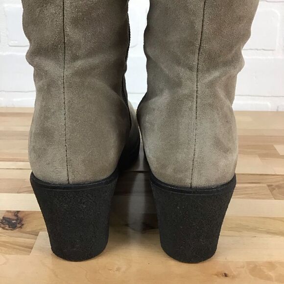 SAUTE mouton LOULOU long boots tan beige suede boots wedge platform rabbit fur - Picture 8 of 16